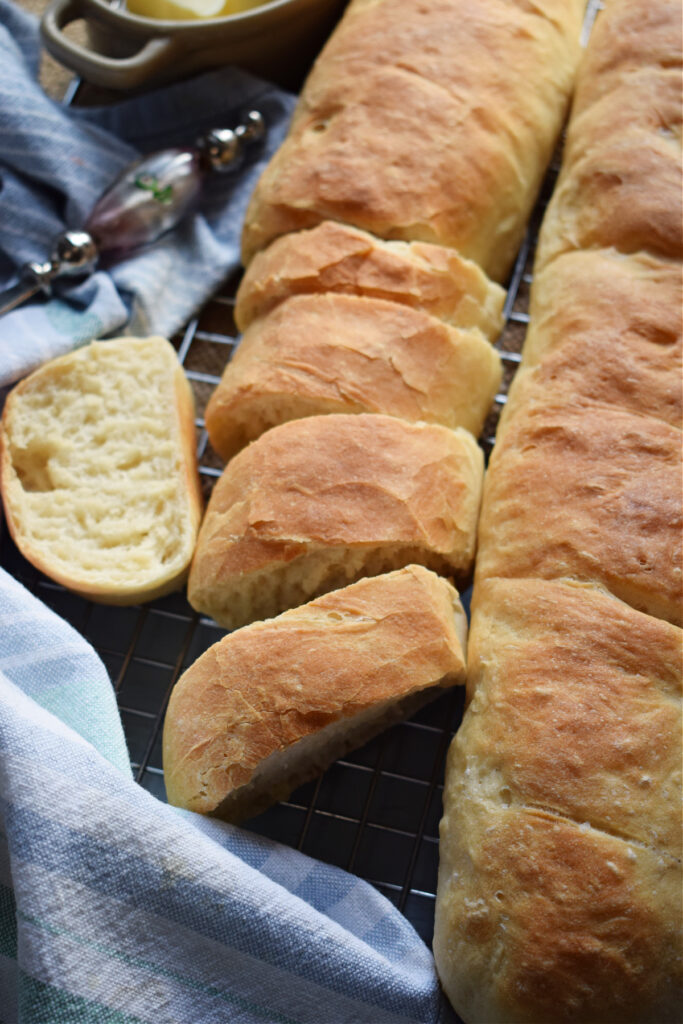 Fresh baked baguette bread.