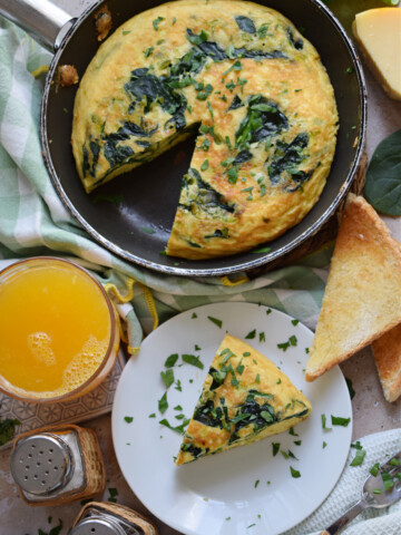 breakfast-frittata-image Spinach frittata with juice and toast.
