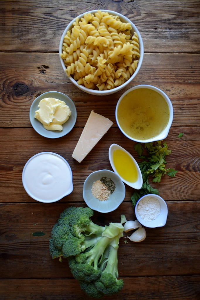 Ingredients to make the 20 Minute Parmesan Pasta with Broccoli