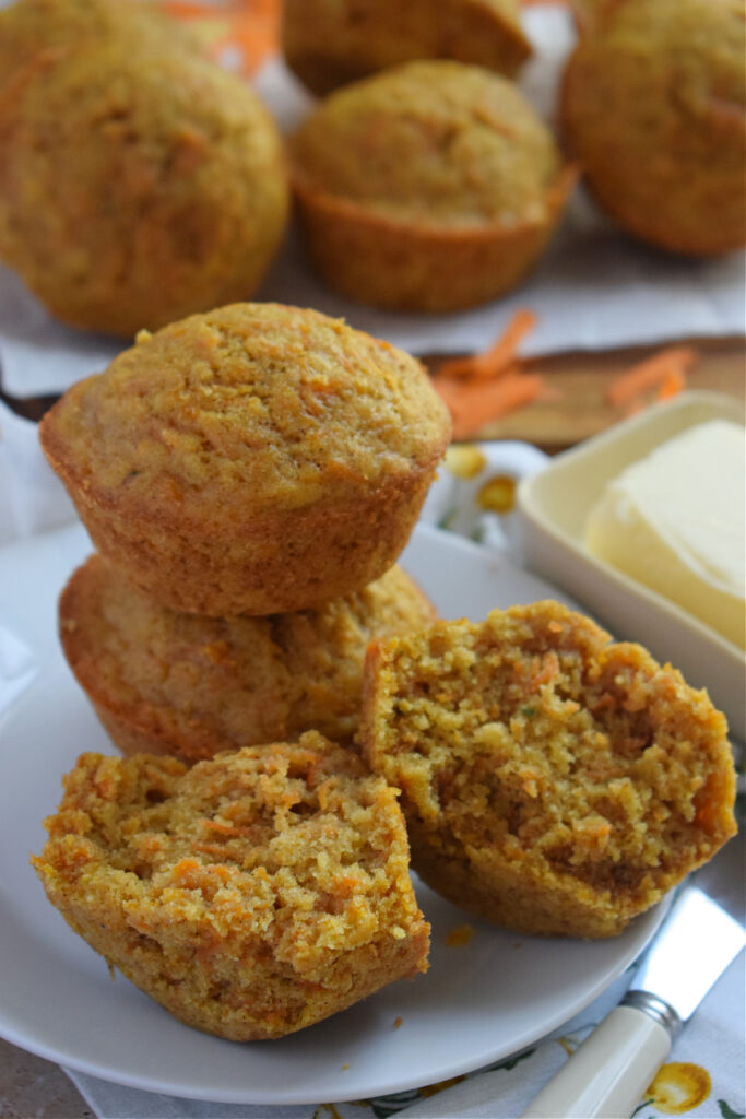 A stack of carrot cake muffins.