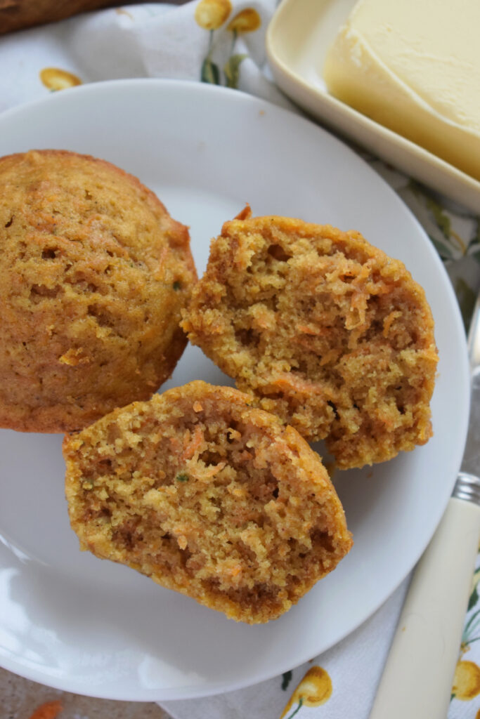 Close up of carrot cake muffins.