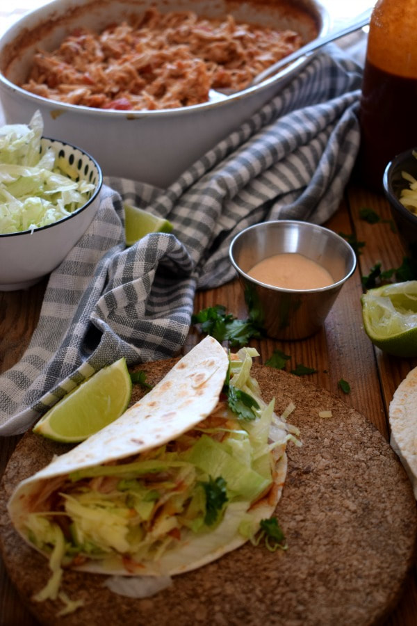 table setting view of a taco dinner