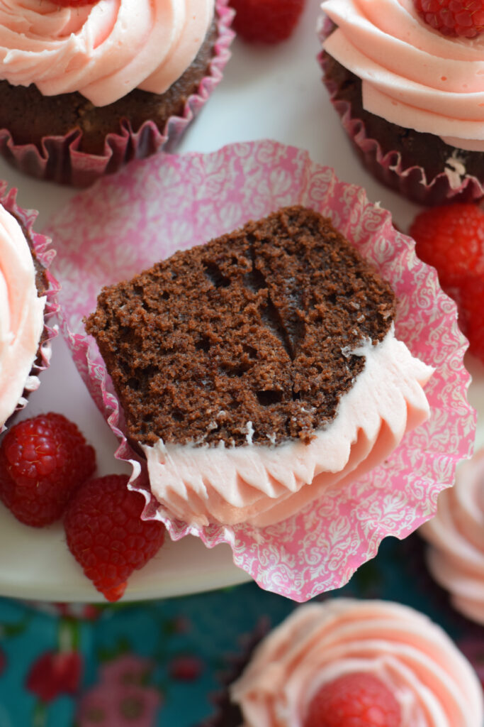 Chocolate Cupcakes on a serving plate.