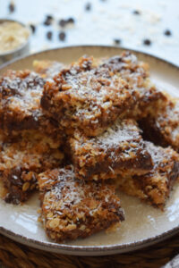 Close up of the chocolate dulce de leche bars.