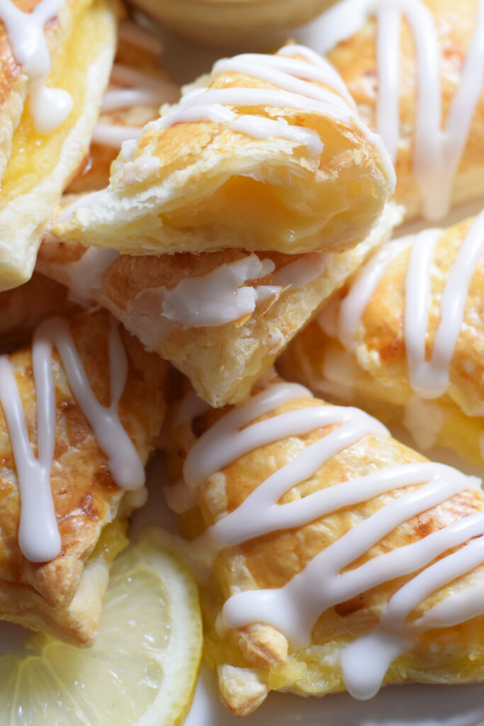 Close up of lemon turnovers.
