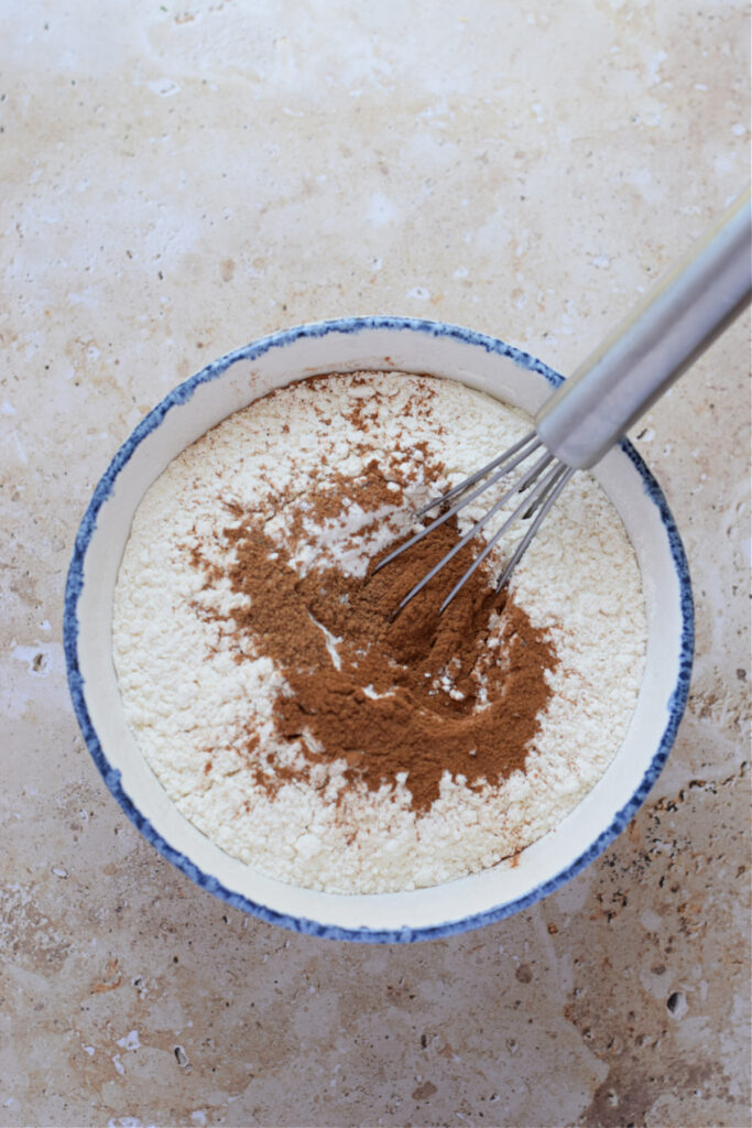 Flour and spices in a bowl.