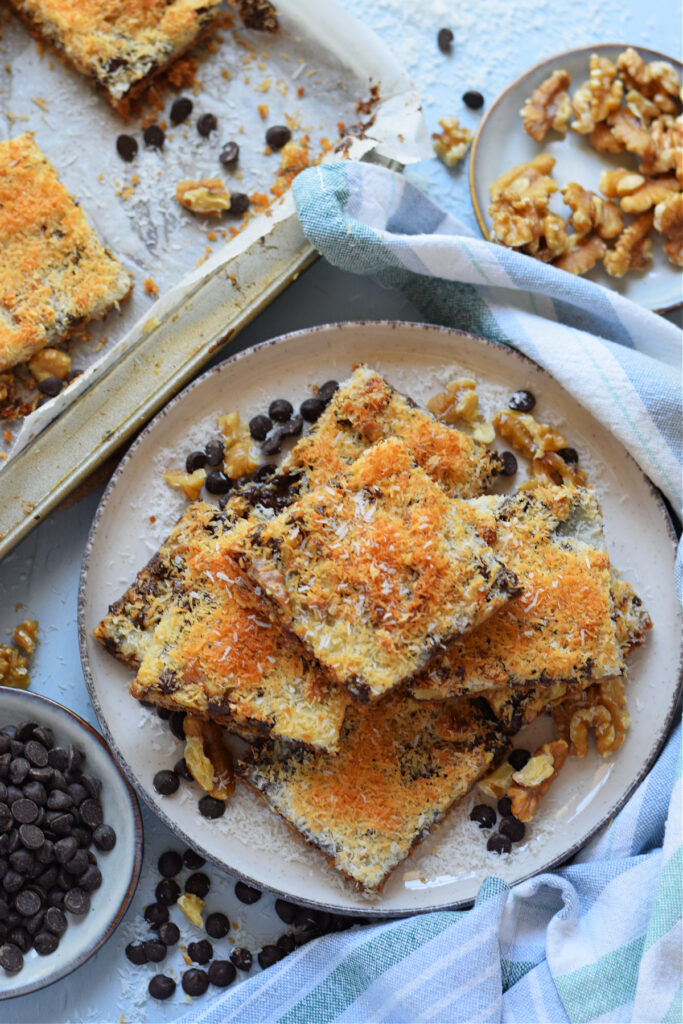 Cookie bars on a plate.