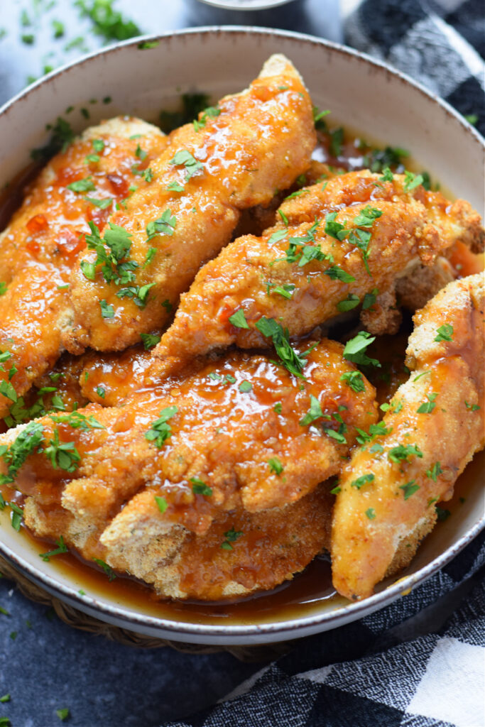 Honey garlic chicken tenders.
