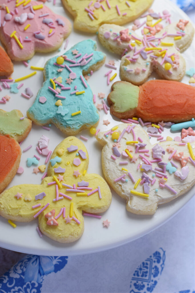 Close up of frosted Easter cookies