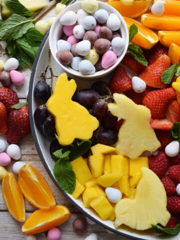 fruit-platter-for-easter-image Easter fruit platter with Easter candy.