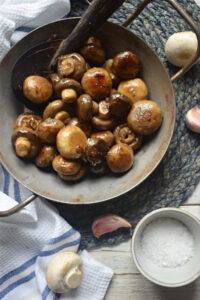 over head view of the Garlic Musrhooms