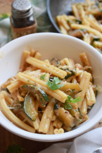 close up of the zucchini pasta dish