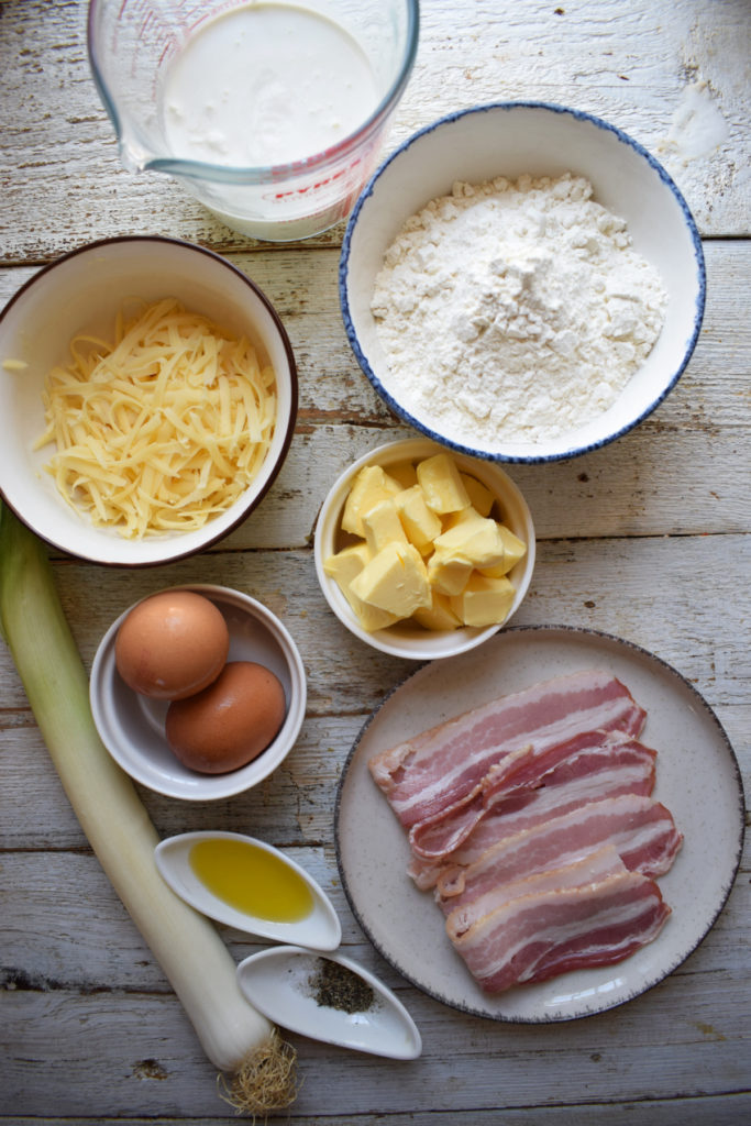 Ingredients to make mini quiche.