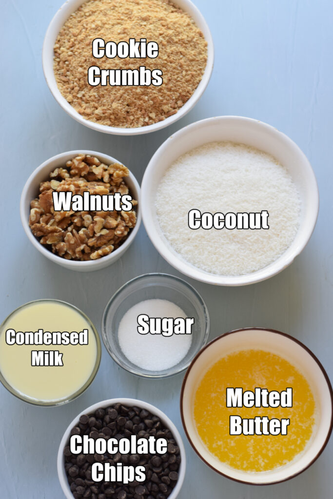 Ingredients to make cookie bars.