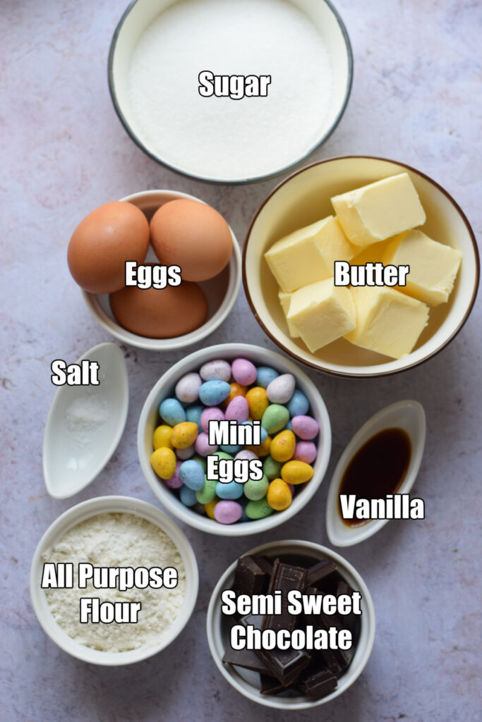 Ingredients to make brownies.