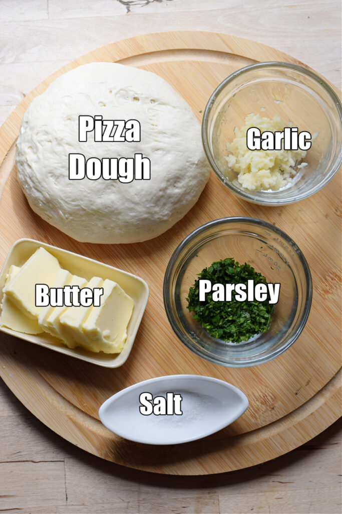Ingredients to make homemade garlic knots.