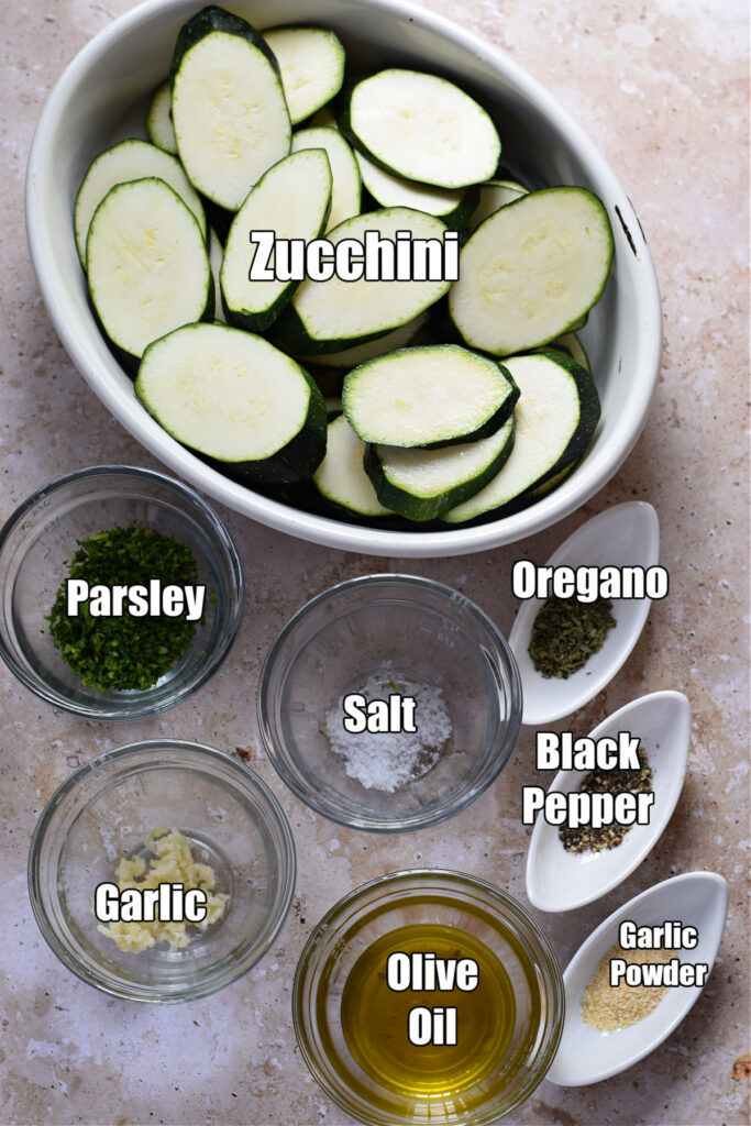 Ingredients to make summer grilled zucchini.