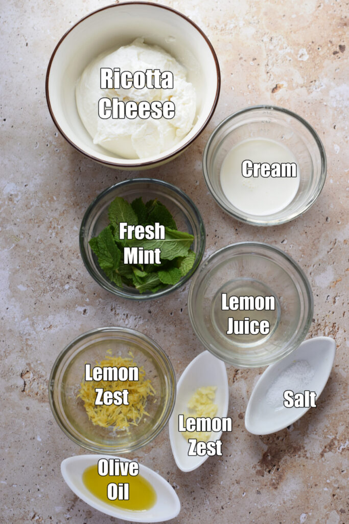 Ingredients to make lemon ricotta dip.