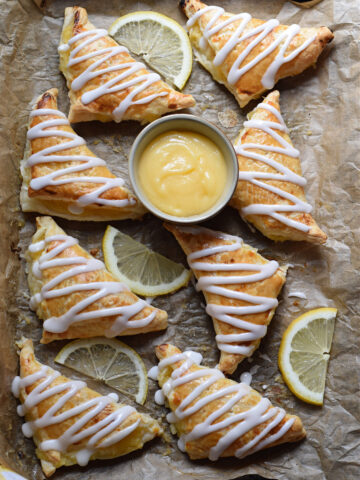 Lemon turnovers on a tray.