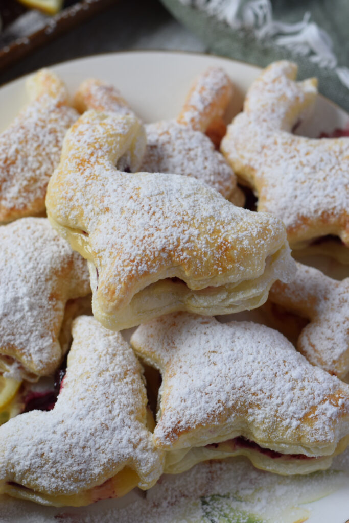 Close up of lemon blueberry puff pastry.
