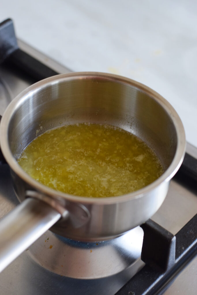 Honey lime marinade in a saucepan.