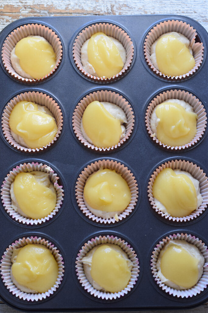 Lemon curd topped muffins.