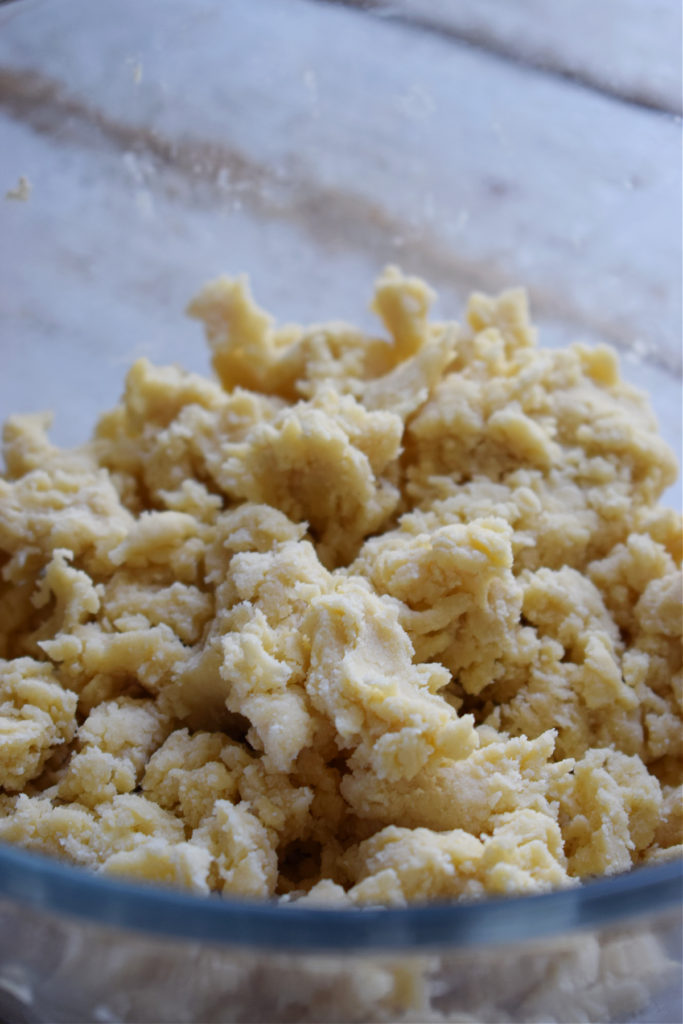 Making pastry in a bowl.