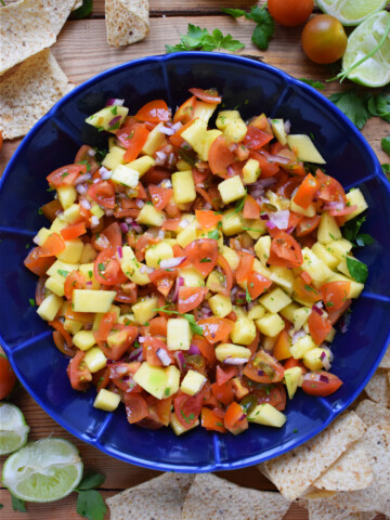 Mango Pico de Gallo with nacho chips
