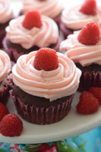 Close up of chocolate cupcakes.