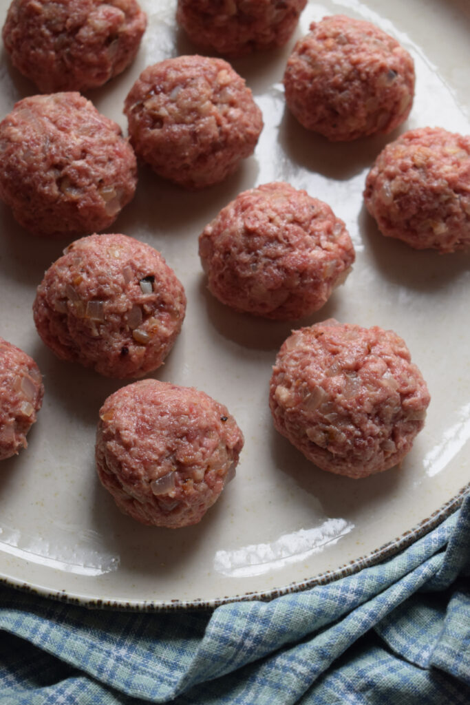Meatballs ready to cook.