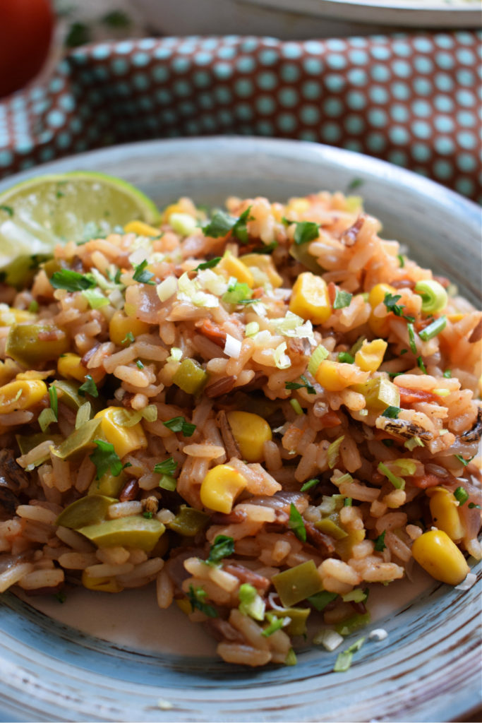 close up of Mexican Style Rice on a plate
