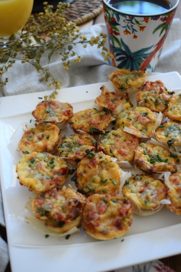 mini bite sized quiche on a plate