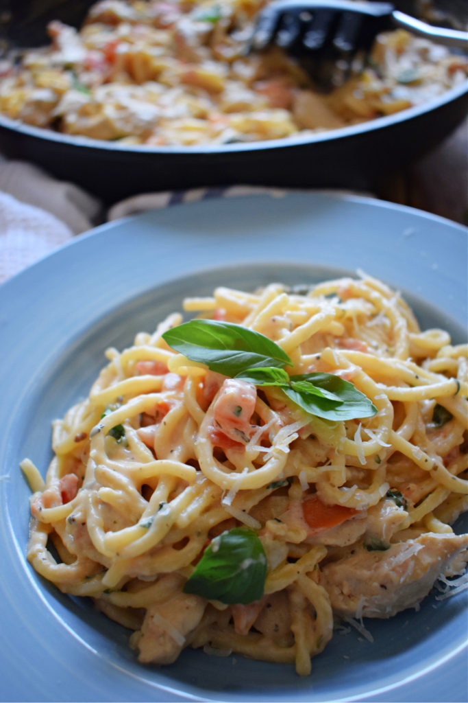 Creamy Chicken Pasta in a bowl