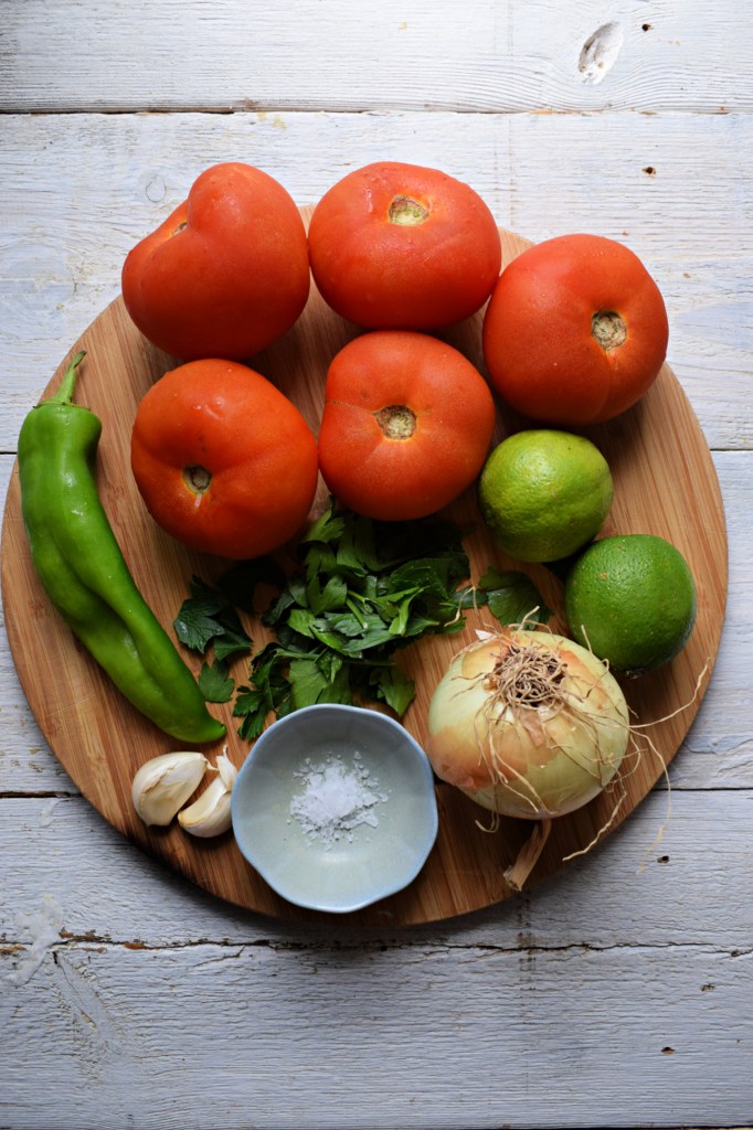 Fresh ingredients on a wooden board
