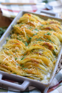 Close up of potato zucchini bake.