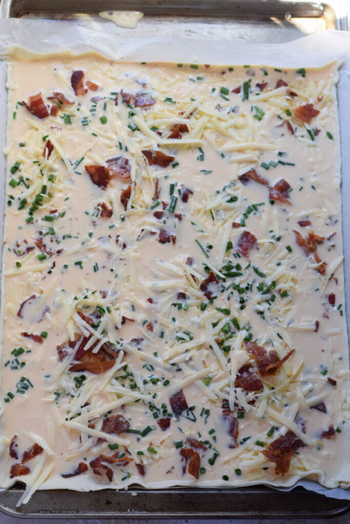 Ready to bake sheet pan quiche.