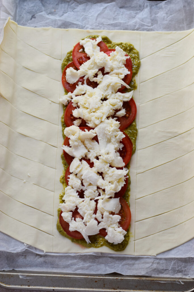 making a puff pastry braid.