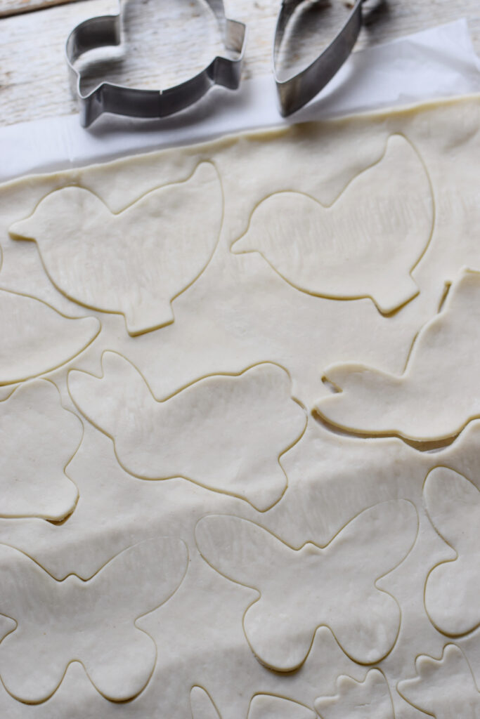 Puff pastry cut into shapes.