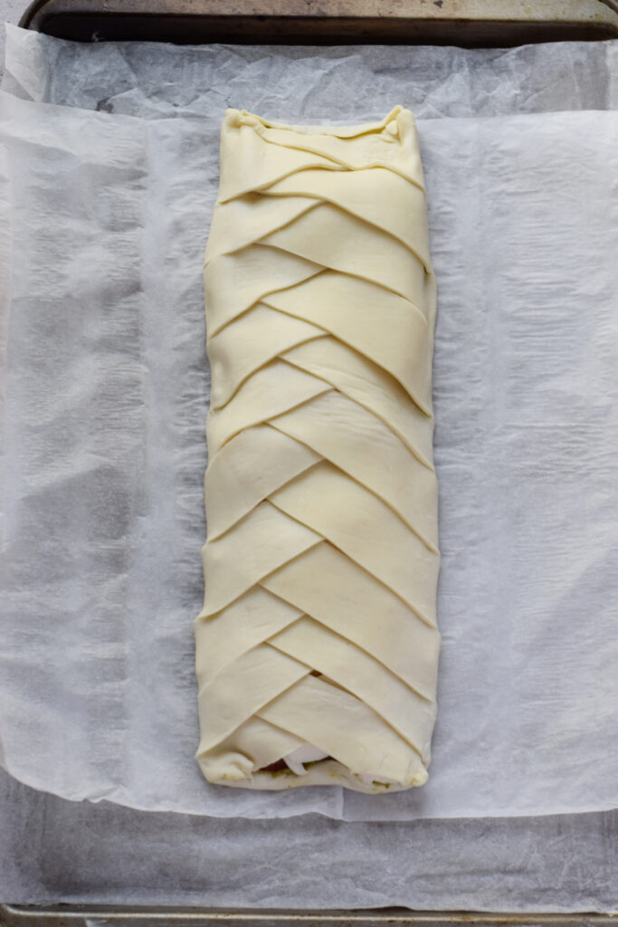 Pastry braid ready to bake.
