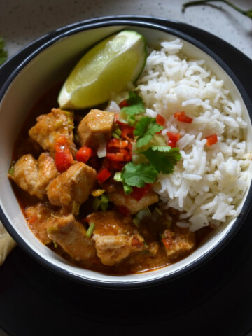 Red Thai Chicken Curry in a Bowl