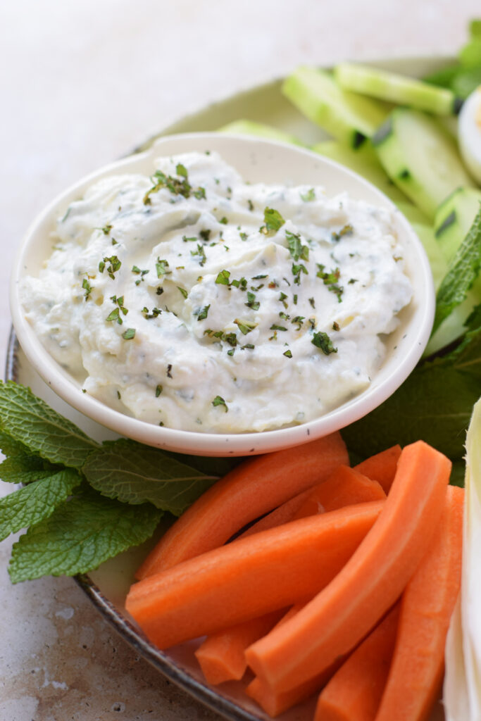 lemon ricotta dip with vegetables.