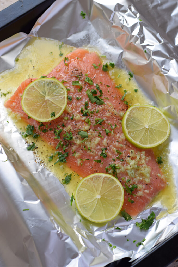 Ready to bake honey lime salmon.