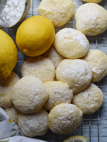 Lemon ricotta cookies with lemons.