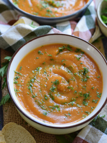 Sweet potato soup in a bowl