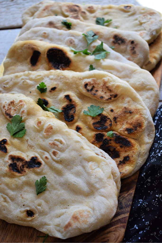 close up of the stove top nann bread