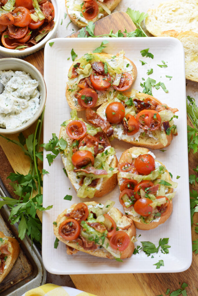 Bruschetta on a white plate.