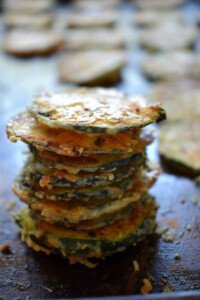 stack of parmesan zucchini crisps