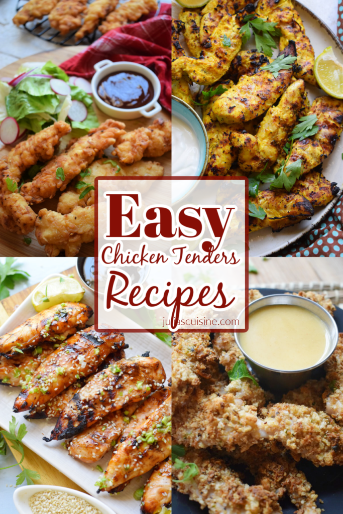 Collate of chicken tenders images.